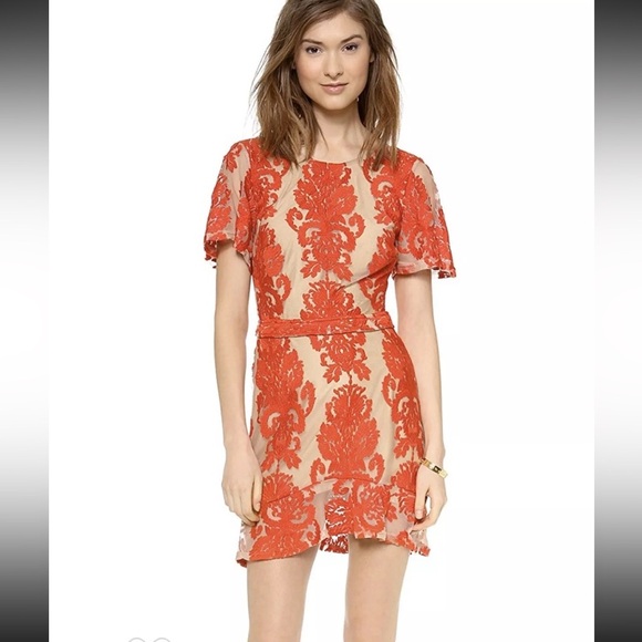 For Love & Lemons San Marco Lace Red Mini Dress Open Back - Picture 1 of 9